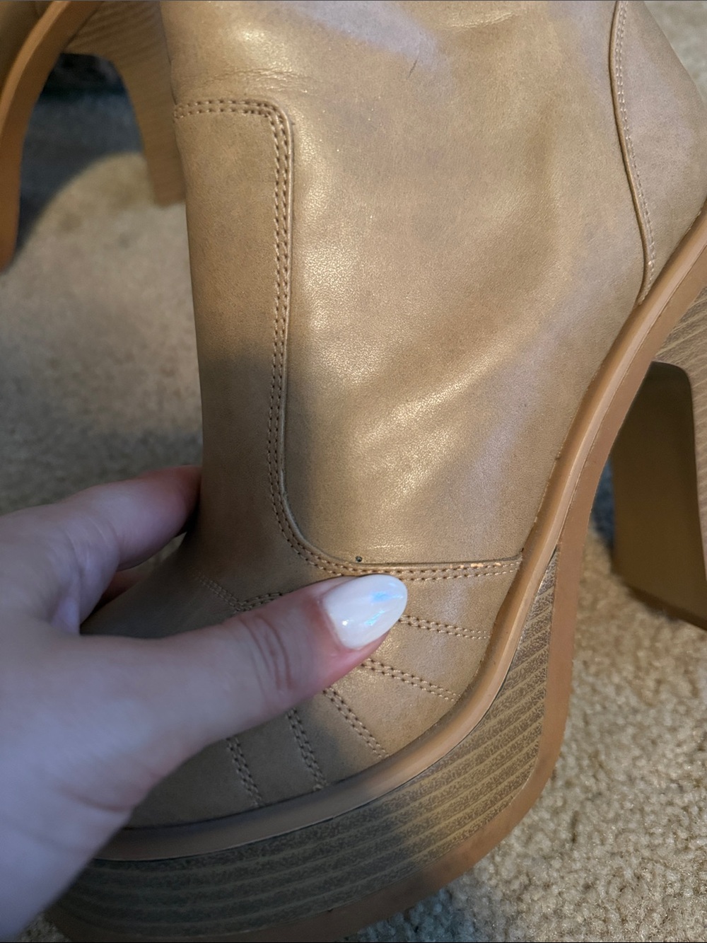 Y2K Chunky Tan Heeled Boots - Picture 9 of 11